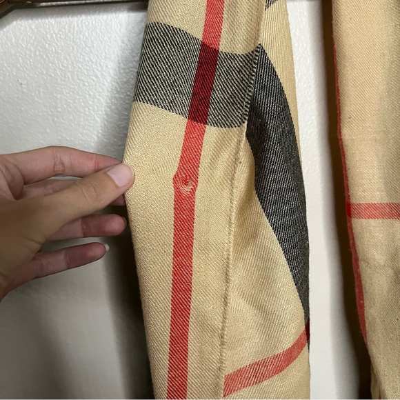 Plaid Fringe Scarf Beige Red Fall Winter Fringe Classic Tartan Pattern Gray - Picture 6 of 8